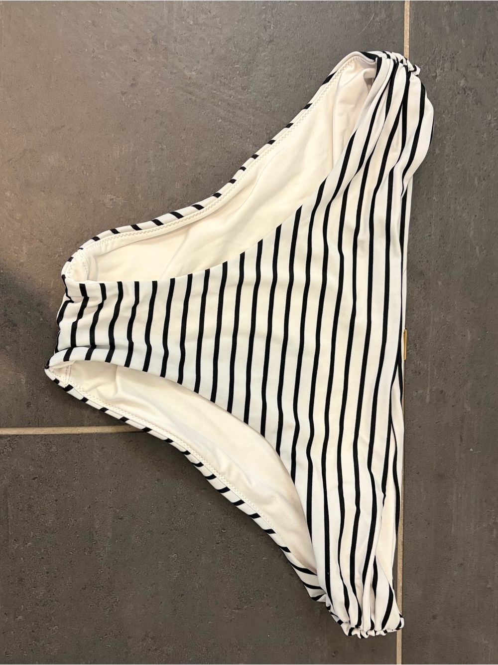 Victoria's Secret White and Black Striped Bikini Bottom
